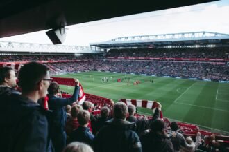 Champions league match ongoing at the stadium